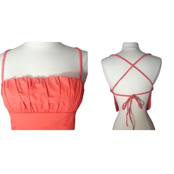 Princess Polly Crop Backless Halter Top Coral Size 4 - Picture 3 of 10